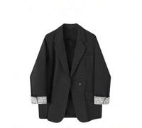 Eleganter Lässig & Formeller Spitzen-Manschetten-Blazer für Frauen, oversized doppelreihiger tiefer grauer vielseitiger Top, geeignet für Urlaubsoutfi