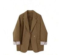 Eleganter, lässiger & formeller Spitzen-Manschetten-Blazer für Frauen, oversized doppelreihiger tiefer grauer vielseitiger Top, geeignet für Urlaubsou
