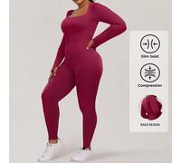 Eleganter, lässiger Jumpsuit mit fester Taille, enger Passform, quadratischem Ausschnitt und Große Größen für Frauen