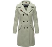 MARIKOO Damen Wollmantel Langer Trenchcoat mit Reversekragen Nanakoo Smokey Mint Gr. M
