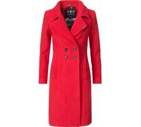 Navahoo Damen Wollmantel Langer Trenchcoat mit Reverskragen Wooly Rot Gr. L