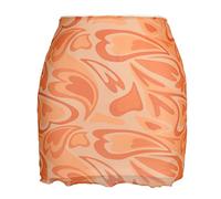 Eleganter Minirock Damen Sommer Kurzer Rock Vielseitige Informell Röcke Frauen Modisch Bedruckter Mesh Rock Schmaler Hoher Taille Bleistiftrock Wickelrock M