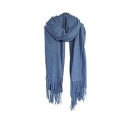 Eleganter Modeschal mit Fransen- Halstuch für Damen 75x180 cm Smokeblau