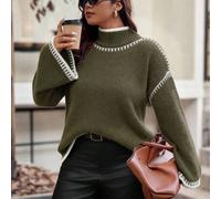 Eleganter, modischer Strickpullover für Damen in großen Größen mit Farbblock-Design, geripptem Saum und lockerer Passform. Lässiger und vielseitiger g