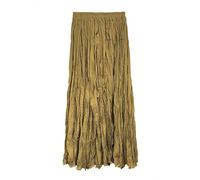 Eleganter Plissee Crinkle Maxirock für Damen Vintage Einfarbig Bohemian Stil Fließender Rock Elastische Taille Streetwear für Freizeit Reisen Versammlungen Partys Kaffee L