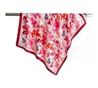Eleganter quadratischer Schal mit Blumendruck für Frauen, Stirnband aus simulierter Seide mit maschinell gerolltem Rand für Anlässe, 70 x 70 cm, koreanischer Stil, Nackenwickel (rot)