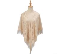 Eleganter Spitzen-Dreieck-Schal für Frauen, floraler Brautschal für Hochzeit, Party, Bankett, weiches Polyester-Jacquard-Stola-Accessoire, graues Empfangskleid-Accessoire (Beige)