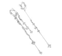 Eleganter Stern lange Quasten, Ohrmanschette, Clip, kein Piercing, Legierung, Textur, Clip-Ohrring-Zubehör für Frauen, einzigartiger Ohrschmuck