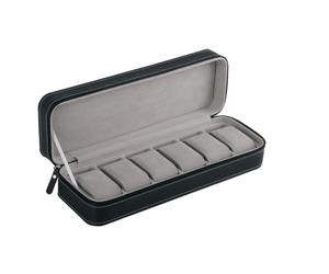 Eleganter Uhrenorganizer: Uhrenbox aus Kunstleder mit verstellbaren Uhrenkissen, hochwertigem Reißverschluss für nahtloses Verschließen, was