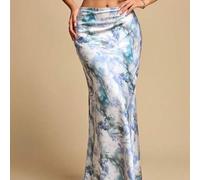 Eleganter vielseitiger A-Linien-Rock, Satin-Rock mit Blumenmuster, Sommerrock, figurbetonter modischer Rock