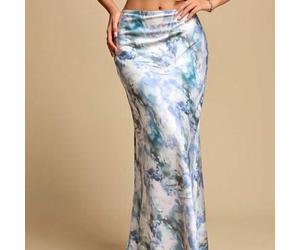 Eleganter vielseitiger A-Linien-Rock, Satin-Rock mit Blumenmuster, Sommerrock, figurbetonter modischer Rock