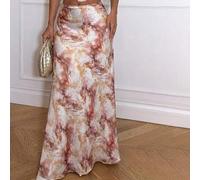 Eleganter, vielseitiger A-Linien Rock, Satinrock mit Blume Muster, Sommerkleid, figurbetonter modischer Rock