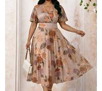Elegantes Blumenmuster Kleid in Großen Größen, Elegante Sommerkleider für Damen, Elegantes Kleid für Damen, Elegante Kleider, Hochzeiten, Veranstaltun