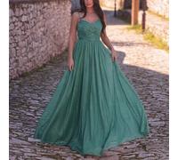 Elegantes bodenlanges Maxikleid mit dünnen Spaghettiträgern und vorne gefalteter Taille - Formelle bodenlange Abendkleider für Galaabende, luxuriöse D