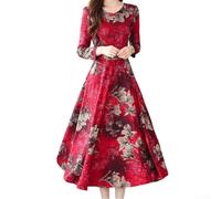 Elegantes Cheongsam-Kleid für Damen mit langem Rock, chinesischer Stil, Mode für Mütter (XXXL Rot)