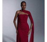 Elegantes Chiffon-Kleid in Grün mit trägerlosen Schnitt, Meerjungfrauenform, tiefer Taille, seitlichen Raffungen und Volants (abnehmbar, multifunktion