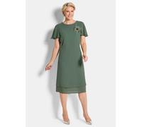 Elegantes Chiffon-Kleid mit Brosche grün 50