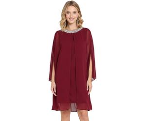 elegantes Damen Abend-Kleid Chiffon-Kleid mit 3/4-Ärmeln Cocktail-Kleid 935924 Bordeaux-Rot 38