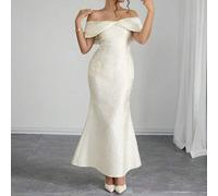 Elegantes Damen Jacquard-Strukturiertes Off-Shoulder Meerjungfrau-Maxikleid