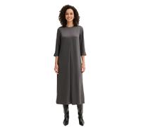 elegantes Damen Midi-Kleid aus glänzendem Satin mit Ziernaht Ausgeh-Kleid 3/4 Arm 921267 Grau 42
