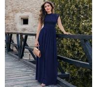 Elegantes florales Spitze-Minikleid mit Stehkragen, Puffärmeln und plissiertem Saum, für Abschlussball, Dinner, Feier, festliche Anlässe und Hochzeits