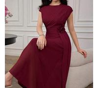 Elegantes formelles Chiffon-Kleid mit plissiertem 3D-Blumendekor für Damen, für Partys, Date-Nights, besondere Anlässe und Abendveranstaltungen, party