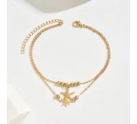 Elegantes Fußkettchen mit Seestern-Anhänger, vergoldet, Strand-Fußschmuck mit Perlen, verstellbare Länge, für Damen, trendiger Bohemian-Stil