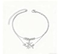 Elegantes Fußkettchen mit Seestern-Anhänger, versilbert, Strand-Fußschmuck mit Perlen, verstellbare Länge, für Damen, trendiger Bohemian-Stil