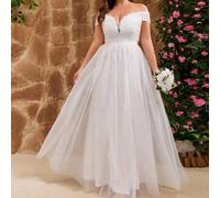 Elegantes Hochzeitskleid für Mollige Frauen, geeignet für Brautparty, Verlobung, Flitterwochen, Probeessen Weiß