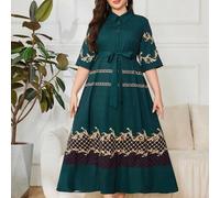 Elegantes Midikleid mit Burnout-Hemdkragen in Große Größen