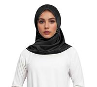 Elegantes, quadratisches Kopftuch aus Satin für muslimische Frauen, weich und modisch, auch als Haarband oder Nackenschutz geeignet. (Black, One Size)