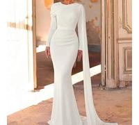 Elegantes romantisches modisches Kleid aus elastischem Stoff mit Schal-Drapierung, plissierter Verzierung, Meerjungfrau-Rocksaum und kleiner Schleppe,