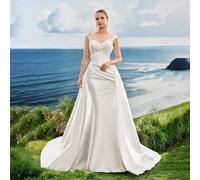 Elegantes Satin-Kontrast-Spitzen-Kleid im Bridgerton-Stil mit Applikationen, elegantes Abendkleid für formelle Anlässe, Abschlussballkleider, Hochzeit