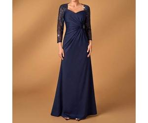 Elegantes Spitzen-Häkel-Transparenz-Langarmkleid mit gerafftem Saum, geeignet für Hochzeiten, Partys, Urlaub, Abschlussbälle, Abendkleider für Brautmü