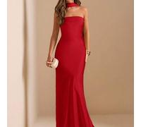 Elegantes trägerloses rückenfreies Kleid mit Schärpe, sexy einfarbiges cremefarbenes gelbes Abendkleid für Party, Cocktail, Hochzeit, Geburtstag, Brau