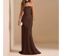 Elegantes trägerloses rückenfreies Kleid mit Schärpe, sexy einfarbiges cremefarbenes gelbes Abendkleid für Party, Cocktail, Hochzeit, Geburtstag, Brau