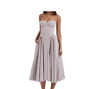 Elegantslim Backless Sling Kleid Frauen Solide Mode Hosenträger Sommerkleider weibliche Party Abend Roben, Hellgrau, S