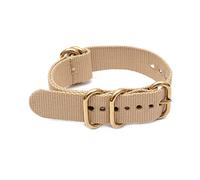 Elegantyl 18mm 20mm 22mm 24mm Uhrenarmband mit goldener 5-Ring-Edelstahlschnalle für Nato-Nylonband, Khaki, 20mm