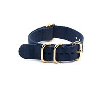 Elegantyl 18mm 20mm 22mm 24mm Uhrenarmband mit goldener 5-Ring-Edelstahlschnalle für Nato-Nylonband, Blau, 18mm