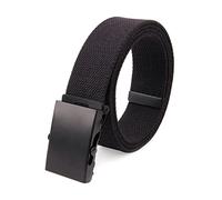 Elegantyl 3,8cm Canvas Gürtel Herren/Damen Jeans Gürtel Metall Automatische Schnalle Canvas Gurtband Taillengürtel, Schwarz, 85cm