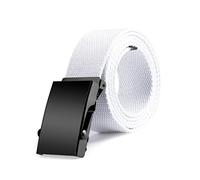 Elegantyl 3,8cm Canvas Gürtel Herren/Damen Jeans Gürtel Metall Automatische Schnalle Canvas Gurtband Taillengürtel, Weiß, 130cm