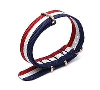Elegantyl Buntes Nylon-Uhrenarmband mit roségoldener Dornschließe Nato-Uhrenarmband 18mm 20mm 22mm 24mm, 20mm