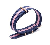 Elegantyl Buntes Nylon-Uhrenarmband mit roségoldener Dornschließe Nato-Uhrenarmband 18mm 20mm 22mm 24mm, 18mm