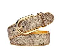 Elegantyl Damen Glitzer Gold Gürtel Damen Silber Pu Leder Taillengürtel Damen Casual Gürtel 80-115cm Jeans Gürtel, Gold, 105cm