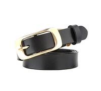 Elegantyl Damen Retro Ledergürtel Gold Dornschließe Metall Damen Casual Gürtel für Damen Bekleidungszubehör, Schwarz, 115cm