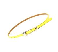 Elegantyl Dünner Ledergürtel Damen Taillengürtel für Damen Kleidergürtel Länge 103cm Breite 1,0cm Schmaler Bund, Gelb, 103cm
