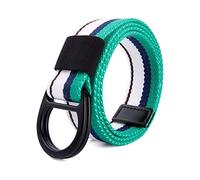 Elegantyl Gestreifter Canvas Tactical Double Ring Buckle Belt Herren Damen Casual Vielseitiger Jeans Nylon Geflochtener Gürtel, 115cm