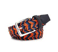 Elegantyl Herren Canvas Gürtel Metallschnalle Gürtel kein elastisches orange und blaues Wachsseil gemischt Herrengürtel Canvas 150cm, 120cm
