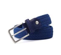 Elegantyl Herren Damen Lässig Gestrickter Elastischer Gürtel Dornschließe Gemischte Farbe Canvas Geflochtene Stretchgürtel 3,4cm Breite, Blau, 100cm