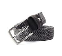Elegantyl Herren Damen Lässig Gestrickter Elastischer Gürtel Dornschließe Gemischte Farbe Canvas Geflochtene Stretchgürtel 3,4cm Breite, Grau, 115cm
